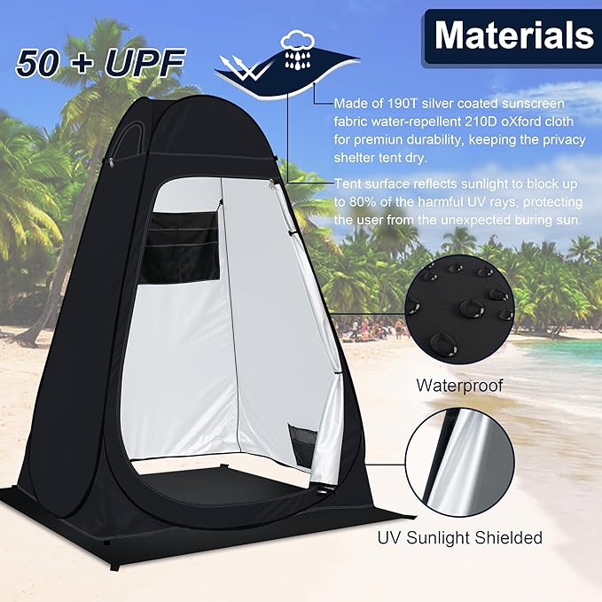 Pop Up Privacy Shower Tent Camping Portable Toilet Tent Outdoor Changing Porta-Potty Camp Bathroom Dressing Room Instant Privacy Shelters for Hiking Beach Picnic Fishing, Extra-Tall