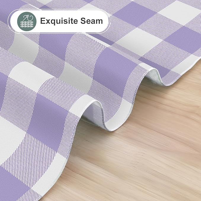 misaya Rectangle Waterproof Vinyl Table Cloth, Buffalo Flannel Backed Tablecloth, Wipeable Plastic Table Cover for Dinner, Kitchen, Outdoor (54" x 78", Lavender and White)