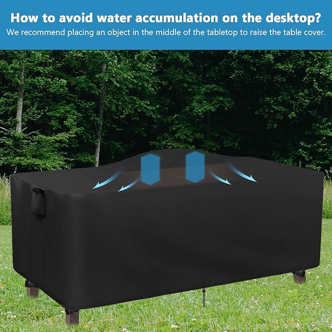 Kingling Patio Table Covers, Rectangular Outdoor Dining Table Cover 56 inch Outdoor Coffee Table Covers Waterproof Heavy Duty Patio Furniture Covers for Outside - 56''L x 32''W x 28''H (Black)