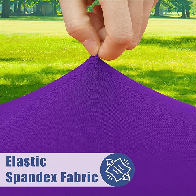 Spandex Picnic Table Cloth 2 Pack, Elastic Fitted Tablecloths for 6 Foot Rectangle Tables, Stretch Washable Patio Table Cover for Outdoor, Camping, Banquet and Parties (Purple, 30"x72")