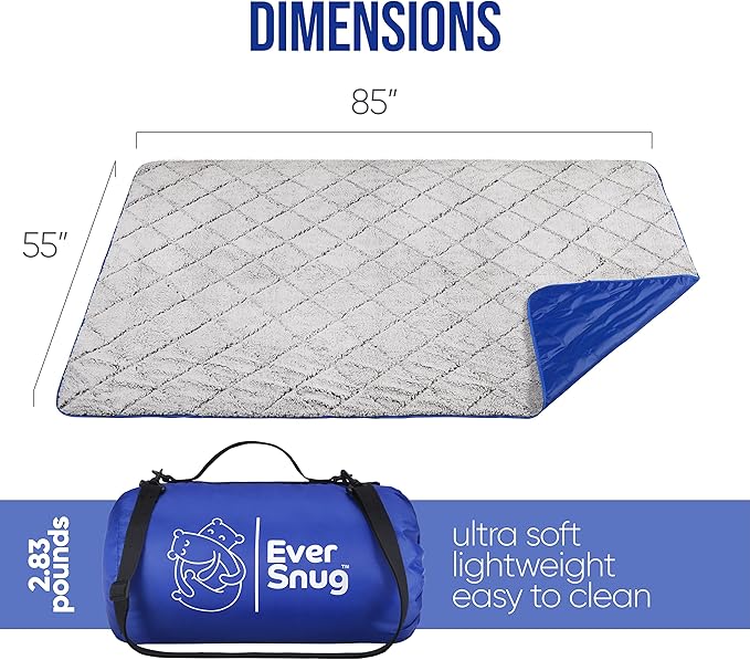 EverSnug Sherpa Waterproof Camping Blanket - Extra Thick and Warm, Large Sherpa Fleece Outdoor Blanket for Camping, Picnics, Beaches, Stadiums, Pets - Washable and Windproof for Cold Weather (Blue)