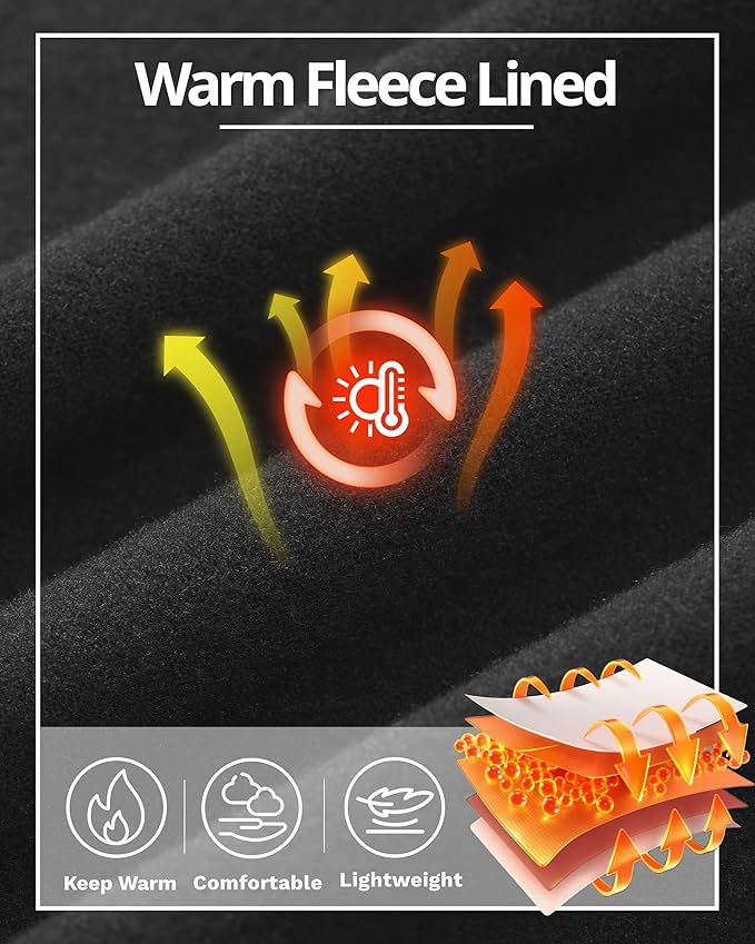 Boladeci Men's Thermal Underwear Tops Fleece Lined Base Layer Long Sleeve Shirts for Cold Weather