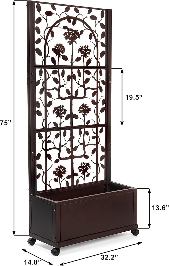 H Potter Trellis Planter Box for Outdoor Plants Privacy Screen for Patio Garden Deck Balcony