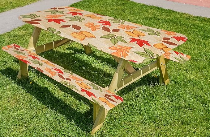 LAMINET Picnic Table Cover All Over Leaves - Small