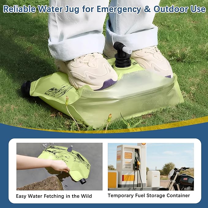 Camping Water Jug 2.1 Gallon CollapsibleWater Container Portable Water Bag for TravelOutdoor Hiking BPA Free Lightweight (Green (2.1 Gal), 2)