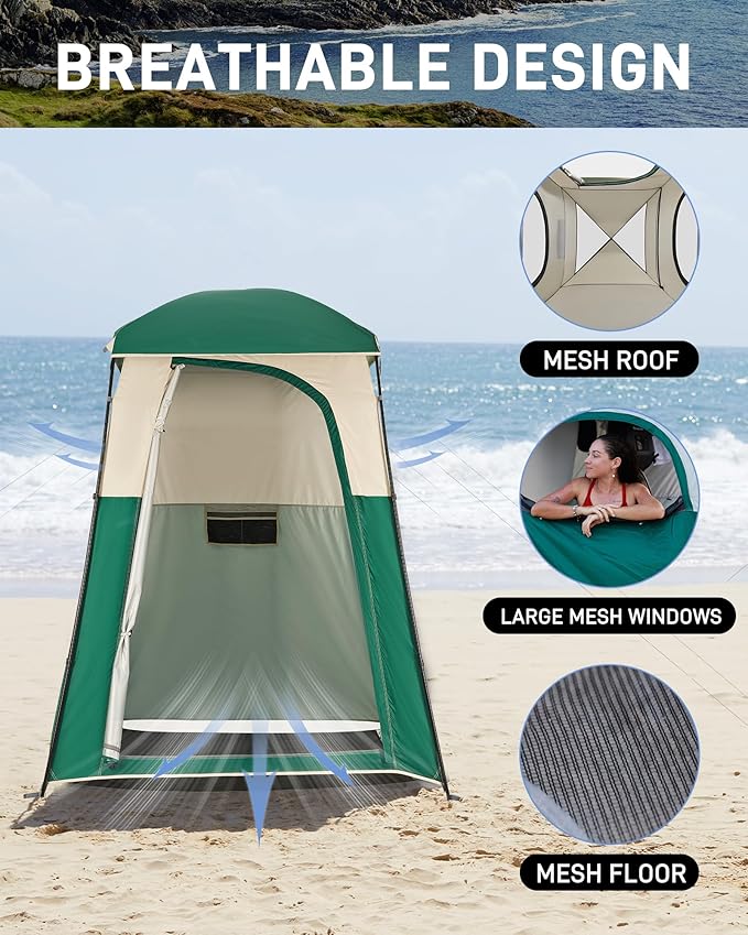 KingCamp Shower Tent, Portable Privacy Tent Outdoor Camping 1/2 Room Toilet Tents with Shower Bag & Dressing Room for Beach, Camping & Hiking