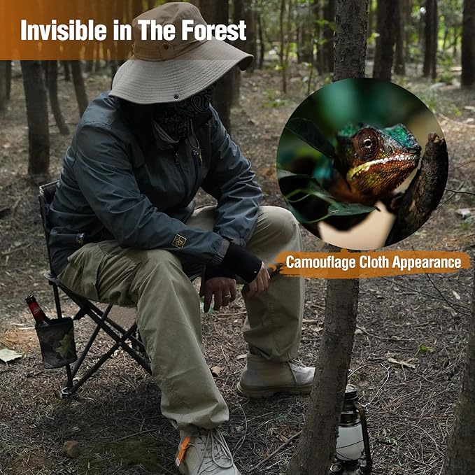 REDCAMP 2 Pack Tripod Hunting Chairs for Blinds, Folding Lightweight Portable Fishing Chair for Adults Hunting Stools with Backrest, Golf Chairs for Spectators, Camo