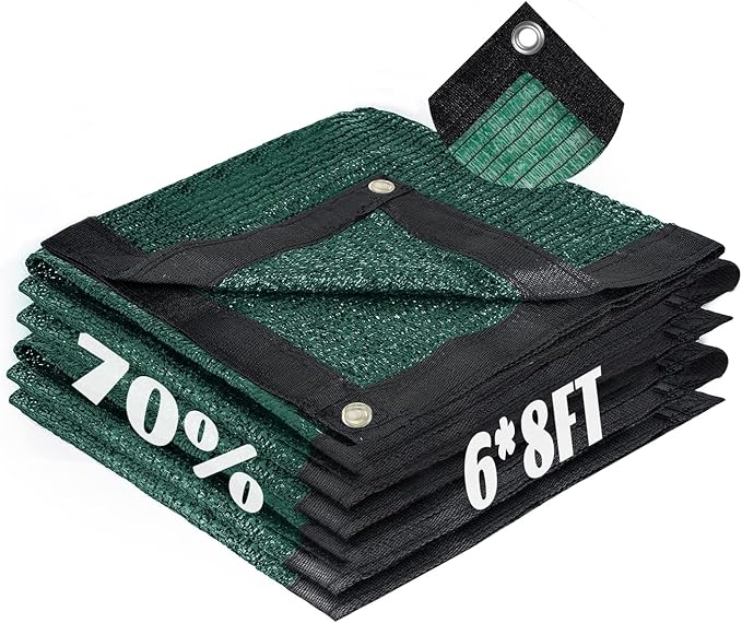 Cool Area 70% Sun Shade Cloth Mesh Tarp with Grommets for Plant Cover 6x8ft Patio Canopy Garden Pergola Greenhouse Car Barn Kennel Green