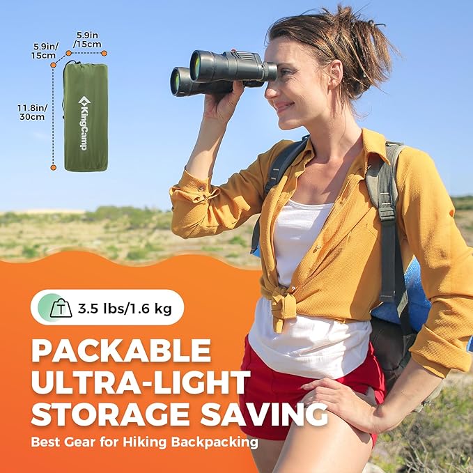 KingCamp Sleeping Pad for Camping, Ultralight Connectable Inflatable Sleeping Pad Camping Mattress with 6.3" Built-in Pillow & Foot Pump for Backpacking Hiking Tent Cot