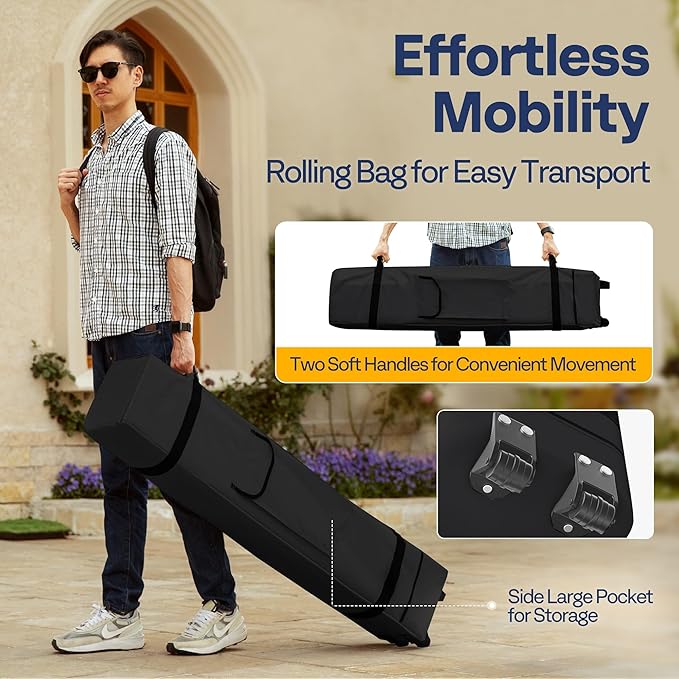 VIVOHOME 10x10ft Easy Pop-Up Canopy, Outdoor Screen Tent with Mosquito Netting, 2 Zipper Doors, and Roller Bag for Yard Camping Picnic Party Events, White