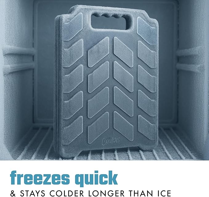 Cool Coolers by Fit & Fresh XL Slim Cooler Ice Blocks, Reusable & Long Lasting XL Ice Packs for Coolers, Slim XL Ice Packs for Cooler Bags, Space Saving, Quick Freeze, 10"x 13", Black, 2PK