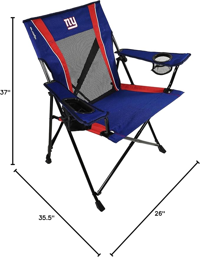 Kijaro Dual Lock Pro, NFL Sports Fan Foldign Chair, 26" L x 35.5" W x 37" H, New York Giants