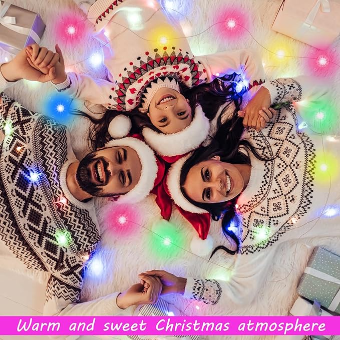 Macarrie 6 Pcs USB String Lights 33 ft 100 LED Fairy Lights Powered String for Christmas Indoor Outdoor Wedding Party Tree Home Festival Garden Decoration (Colorful)