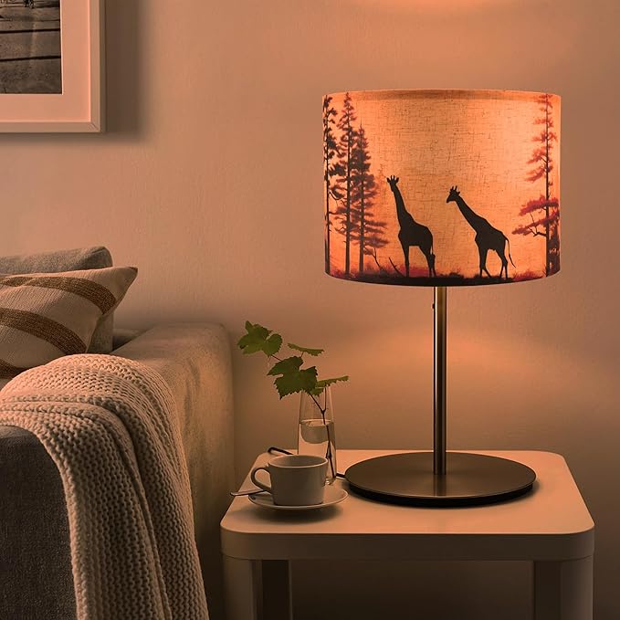 Lamp shades Set of 2, Medium Giraffe Fabric Lampshades for Table Lamps, Floor Lamps, 13" Top x 13" Bottom x 10" High (Spider) Hand Crafted Replacement Lampshades,Lamp Shade Harp Holder Not Included
