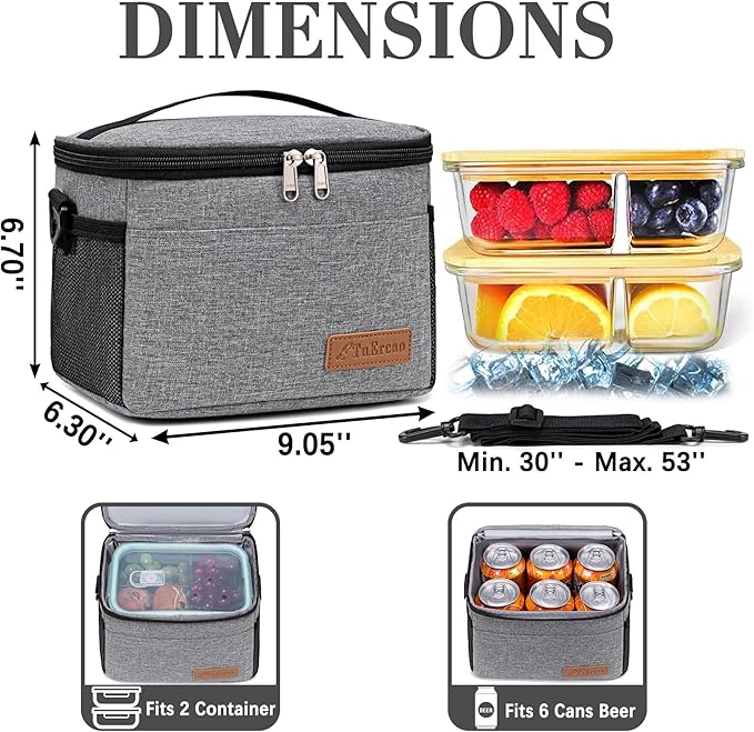 TuErcao Insulated Cooler Bag 6/24 Can Collapsible Leakproof Soft Sided Cooler for Car, Portable Foldable Small Ice Chest for Beach Camping Picnic Travel, 5/15qt Lunch Box for Men Work