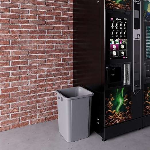 19 Gallon Gray Square Commercial Trash Garbage Can | Outdoor Office Restaurant School Kitchen