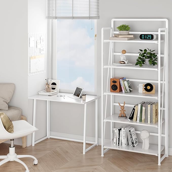 BHG No Assembly Folding Bookshelf for Living Room,Collapsible Book Shelf for Home Office, Portable Bookcase Storage Organizer Rack Shelves