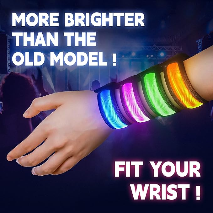 8 PCS LED Glow Bracelets, Light Up Wristbands - Halloween Glow in The Dark Party Bracelets Favors Supplies for Christmas, Concerts, Festivals, Game Prizes, Sports, Rave Accessories（Black-CS）
