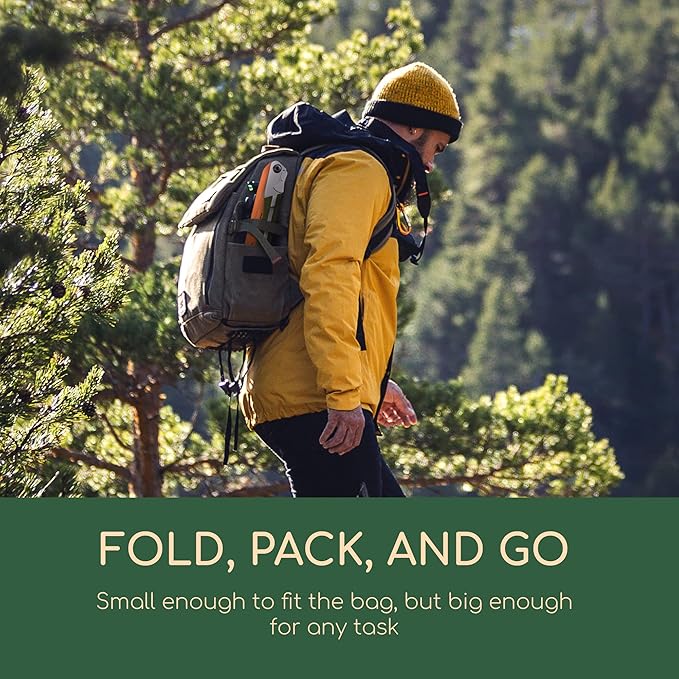 LAGOM Folding Camp Saw for Cutting Branches, 11.4" Straight Blade | SK5 Steel, Ergonomic Handle, One-Hand Use, Secure Lock | Foldable Pruning Tool for Camping, Gardening, Survival, Kayaking, Outdoors