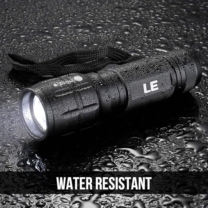 Lighting EVER LED Flashlights High Lumens, Small Flashlight, Waterproof, Adjustable Focus Flash Light for Outdoor, Emergency, Camping, AAA Batteries Included, 2 Pack