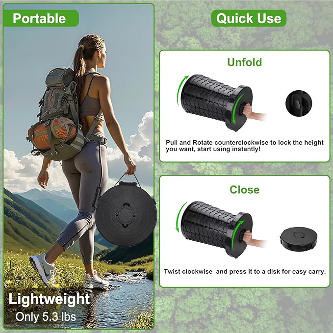 Camping Toilet, Retractable Portable Toilet for Adults Kids, Adjustable Height Portable Potty with Lid, Foldable Travel Potty for Camping, Hiking, Fishing, Car Travel, RV, Road Trip, Beach (19.7”H)