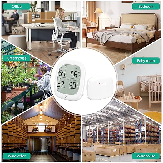 Indoor Outdoor Thermometer Wireless, Outside Digital Thermometer Humidity with IP66 Waterproof Sensor, LCD Backlight, Max/Min Trend, Wireless Humidity Gauge for Home Room Greenhouse,Patio