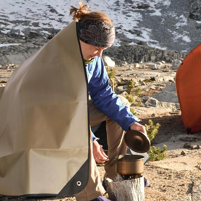 RedSwing Heavy Duty Survival Blanket, Waterproof Emergency Thermal Tarp, Multipurpose Reflective Insulated All Weather Blankets for Camping Hiking, Brown