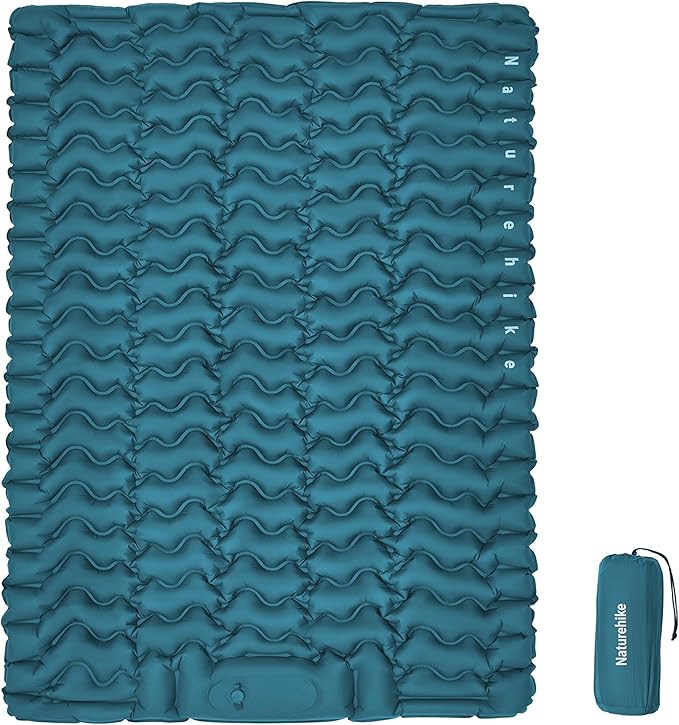Naturehike Camping Sleeping Pad, Ultralight Inflatable Sleeping Mat with Pillow Built-in Foot Pump, 2.6 Inch Lightweight Air Mattress for Backpacking, Hiking, Traveling