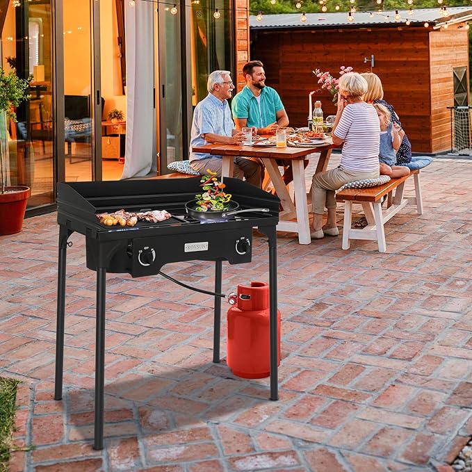ROVSUN 2/3 Burner Outdoor Propane Gas Stove High Pressure Stand Cooker for Backyard Cooking Camping Home Brewing Canning Turkey Frying, 20 PSI CSA Listed Regulator