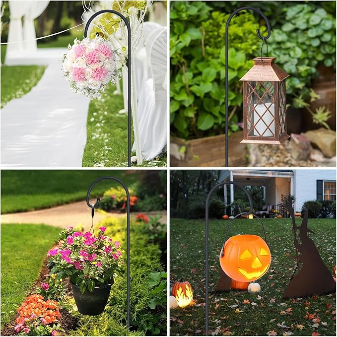 FEED GARDEN Adjustable 48 Inch Small Shepherd Hooks for Outdoor, Garden Hook for Lanterns, Shepard Hooks for Hanging Plants, Bird Feeders, Solar Lights, Mason Jars, Weddings Decor,2 Pack