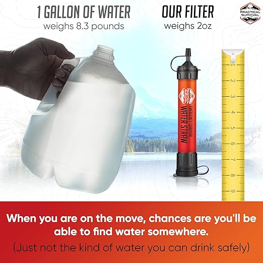 5 High-Capacity Emergency Water Straws – Lightweight, Reusable, 1800-gallon Filters for Camping, Hiking, Travel, Biking, Survival, and Emergencies. No Expiration Date, Perfect for preparedness