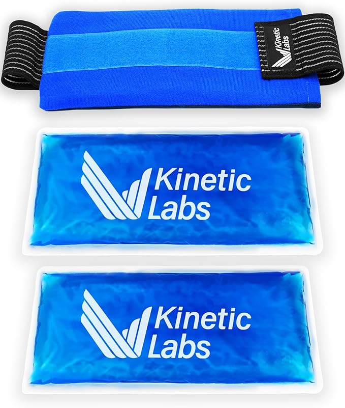Reusable Ice Pack Wrap with Extra Gel Pack by Kinetic Labs - Hot and Cold Pack - Ice Packs for Injuries Reusable (Large with Extra Gel Pack)