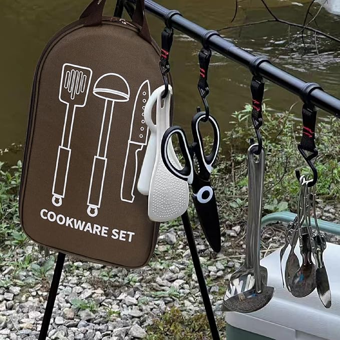 TRIWONDER Camping Travel Cookware Organizer Bag Cooking Utensils Storge Portable Pouch for Outdoor Barbecue Camping Cooking Spoon Chopsticks Organizing