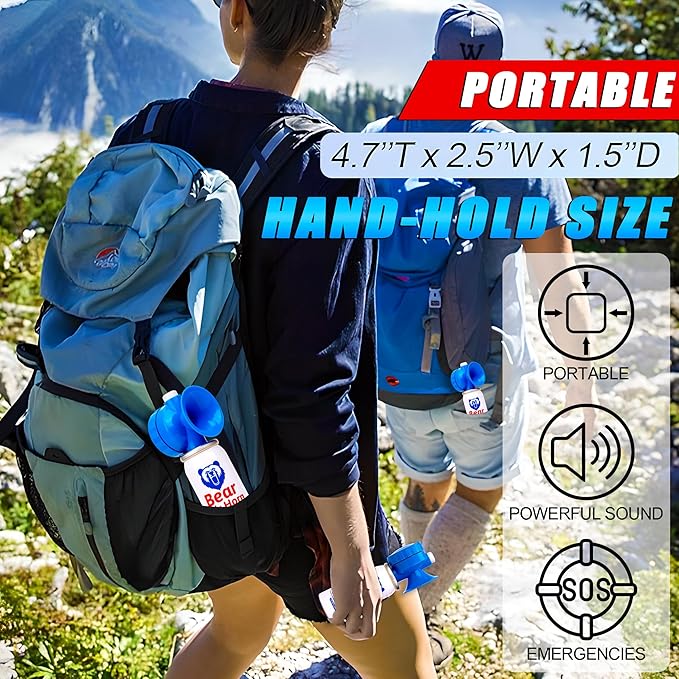 1.4oz Bear Horn for Self Defense, 123dB Loud Mini Air Horn, Audible Up to 1/2 Mile, Safety Air Horn for Hiking,Camping and Outdoor Protection（1.2.4）