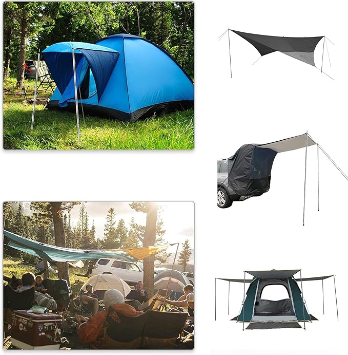 KOMCLUB Telescoping Tent Poles Adjustable Tarp Poles Camping Stainless Steel Lightweight Tent Poles for Trap Sun Sails Canopy Awning Shelter Backpacking Hiking 78 in Set of 2