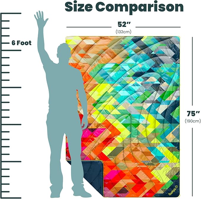 Rumpl Original Puffy Blanket - Warm, Water-Resistant Camping Blanket with 100% Recycled Synthetic Insulation, 52"x75", Original Puffy V2, Geo Fresh