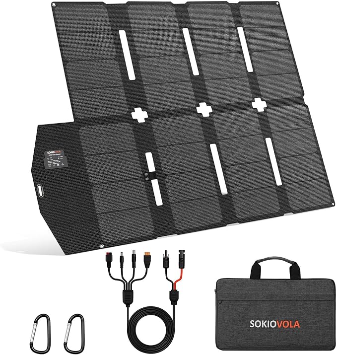 100W Portable Solar Panel MC-4 Foldable Solar Panel Charger Kits 18V IP68 Waterproof Lightweight and Compact for Small Power Station RV Travel Outdoor Activities