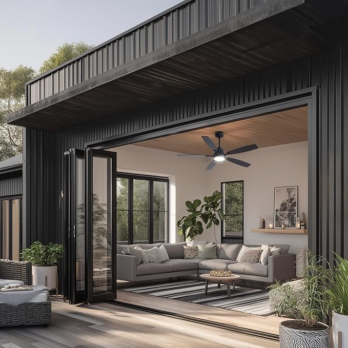 52" Ceiling Fan with Light, Modern Low Profile Ceiling Fan with Light, DC Reversible Motor, Smart APP & Remote Control, Whisper Quiet, Dimmable LED for Bedroom/Living Room