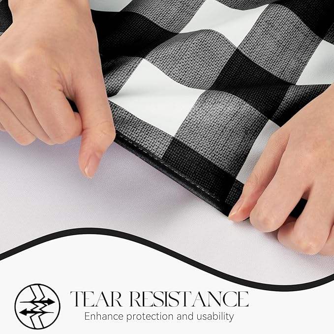 MOSAYT Rectangle Vinyl Tablecloth, 100% Waterproof Buffalo Gingham Plastic Table Cloth, Heavy Duty Wipeable Table Covers for Picnic, Outdoor, Camping - 54 x 54, Black