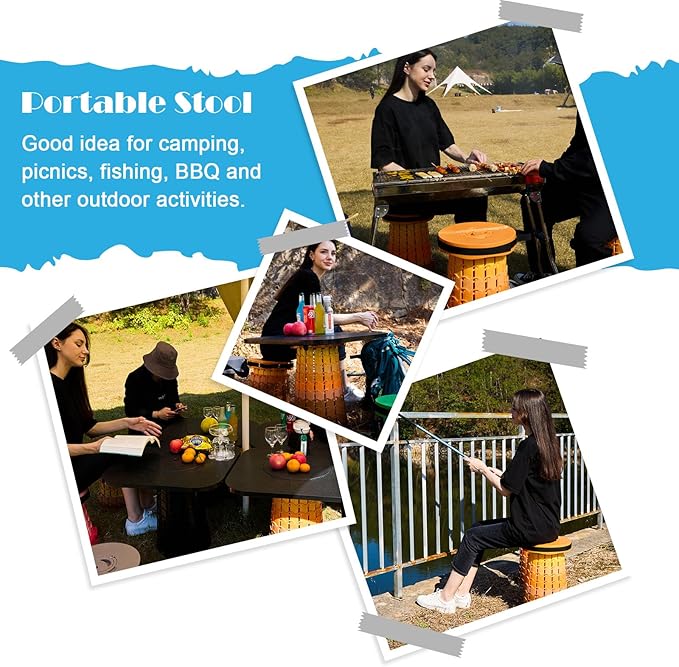 19.7” Heavy Duty Collapsible Stool with Cushion - Portable, Foldable Camping Stool for Adults, Max Capacity 1000lbs (Blue)