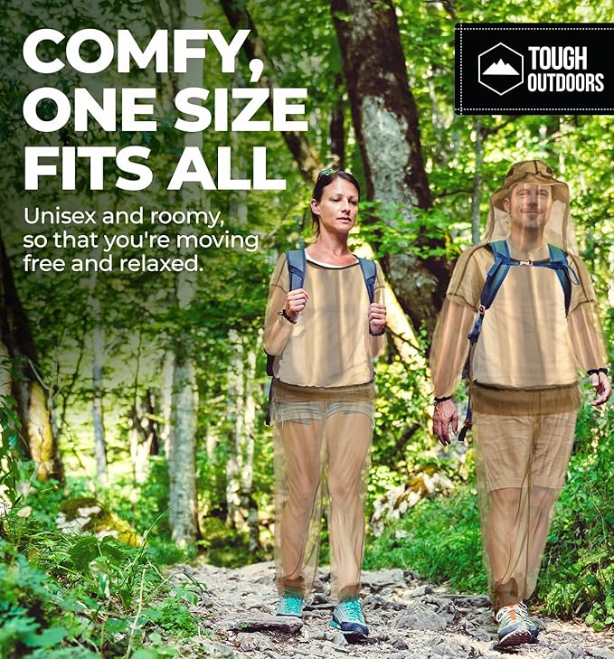 Tough Outfitters Mosquito Suit Jacket - Mosquito Repellent Clothing for Men & Women - Insect, Bug Proof Net Mesh Jacket for Gardening & Outdoor - Protection from Flies, Tick, Gnats