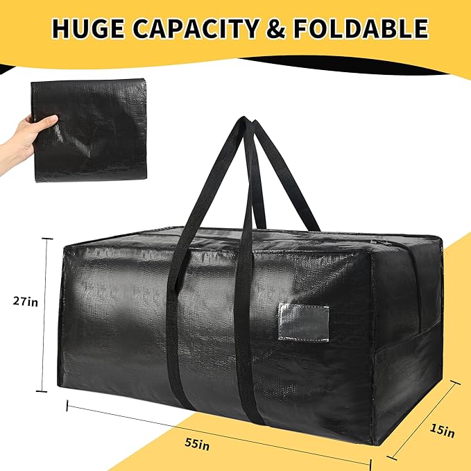 Heavy Duty Extra Large Moving Bags,96 Gallon Jumbo Packing Bags,Huge Moving Storage Bags with Strong Zippers & Carrying Handles,Reusable Big Moving Storage Bags for College Dorm Travel 1Pack