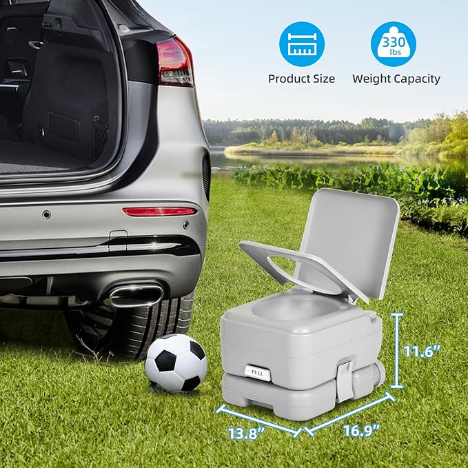 YITAHOME 3.2 Gallon Portable Toilet for Camping, RV Travel Porta Potty with Press Flush Pump, Anti-leak for Truck Travel, Boating, Hiking, Trips