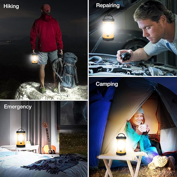 Camping Lantern, 3200LM Bright Camping Lights, 4600mAh Rechargeable LED Lantern, Flashlight for Power Outages/Fishing/Hurricane/Emergency, CT CAPETRONIX Camping Accessories (2-Pack)