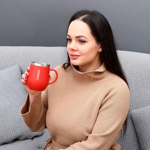 BJPKPK 2 pcs Insulated Coffee Mug, 12 oz Stainless Steel Insulated Coffee Tumbler with Lid for Hot Drinks & Cold Drinks-Gray