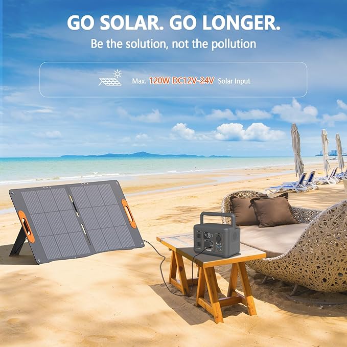 ALLWEI LiFePO4 Solar Generator 512Wh(Peak 1000W) with 100W Solar Panel, 500W Portable Power Station with UPS Mode, Pure Sine Wave AC Outlet, Home Battery Backup for Outdoor Camping RV Off-Grid Travel