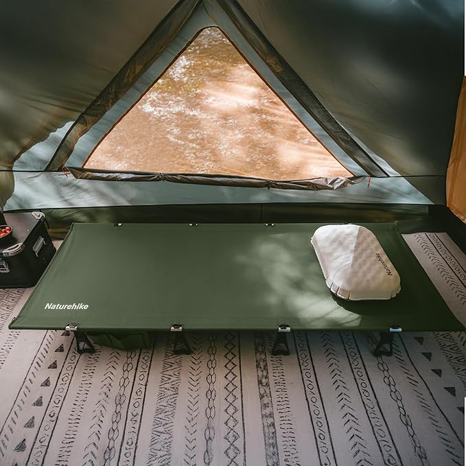 Naturehike Extra Wide GreenWild Camping Cot, Folding Lightweight Camp Cot Bed, Portable Sleeping Bed for Backpacking Travel Beach Home