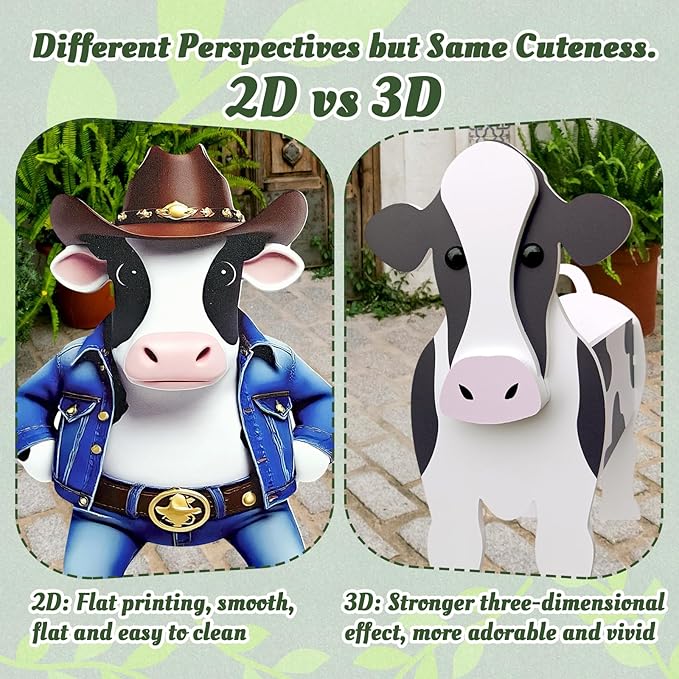 Cow Planter, Pet Shape Garden Pots Plant Pots for Indoor/Outdoor Gardens Decoration, Funny, Surprise Gifts/Souvenirs for Pet Lovers (Western Cowboy-Style Dairy Cow)