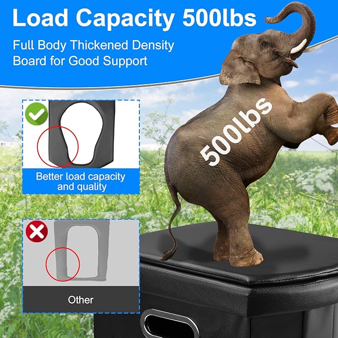 Upgrade XXL Portable Toilet Camping for Adults,17.5" Foldable Camping Toilet Portable, Portative Travel Toilet with Night Sensor Light,Aroma Patch,Handbag for Hiking, Car, Boat, Tent (Back)