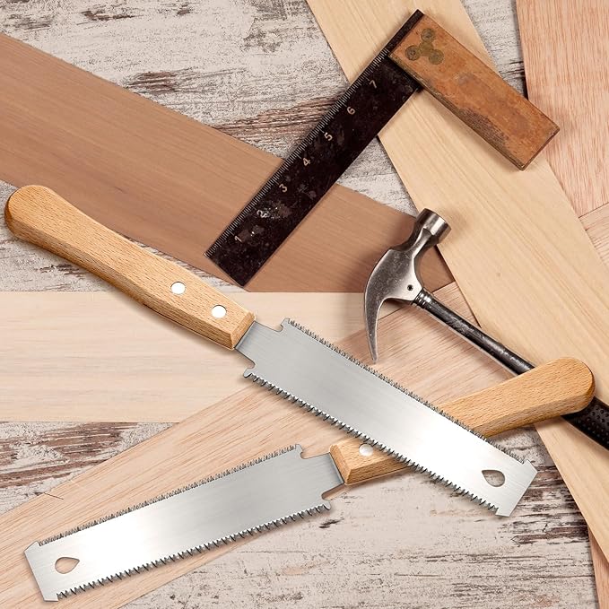 Gisafai 2 Pcs 6 Inch Small Woodworking Hand Saw Japanese Flush Cut Flexible Double Edge Tpi 17/14 Pull Woodworking Saw for Craft Mini Wood Handle Garden Trim for Hardwoods Softwoods DIY